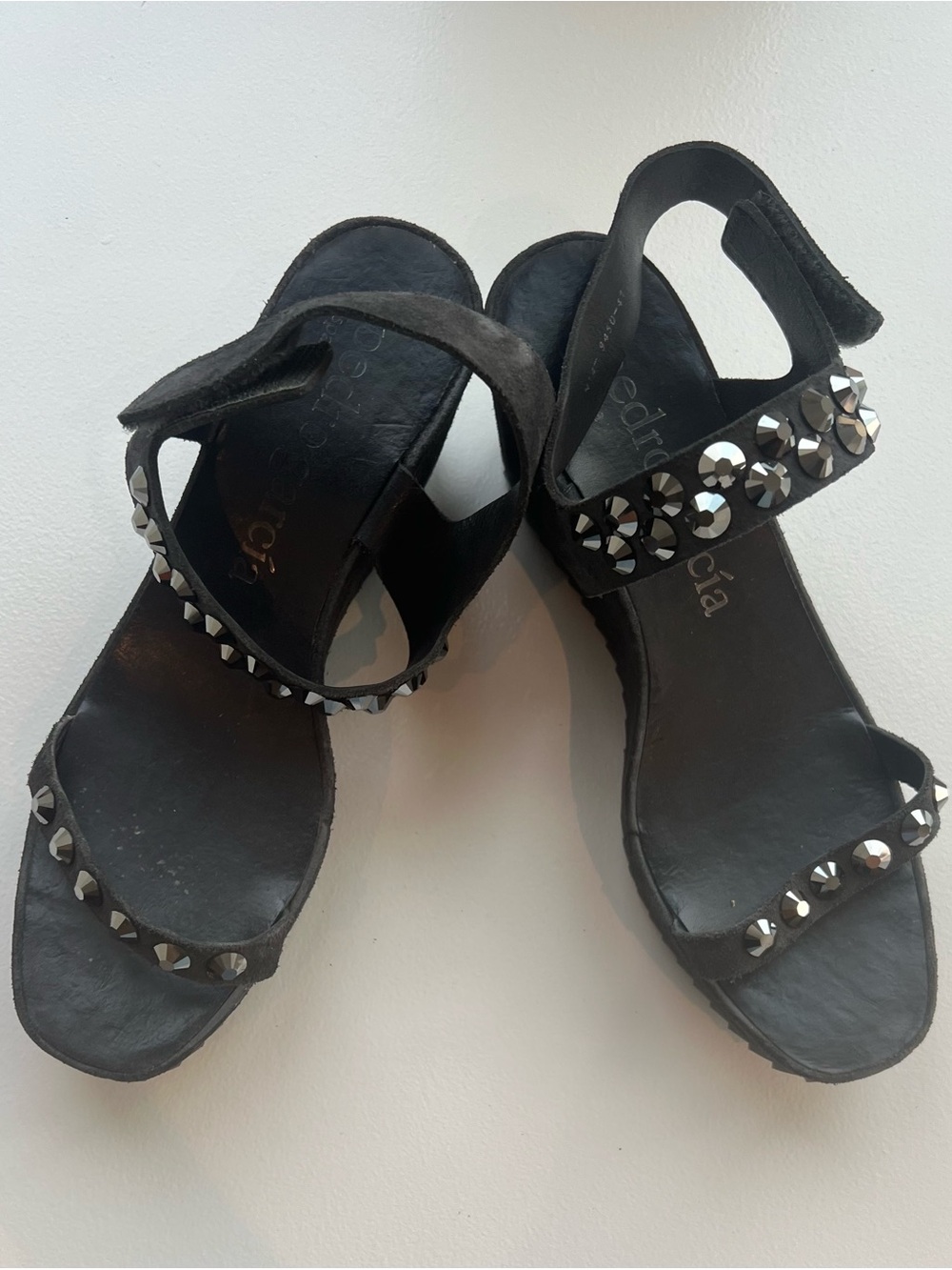 Pedro Garcia Black Studded Platform Sandals